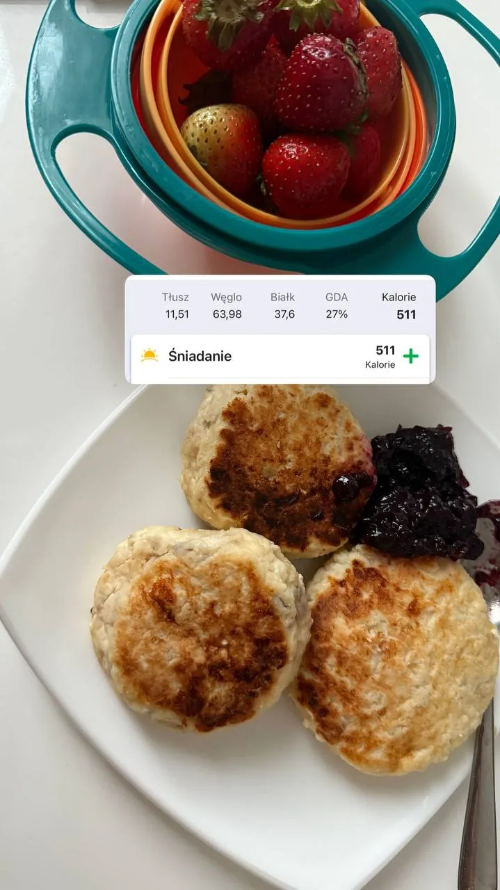 Фрагмент екрана з таблицею харчових показників калорій, білків, жирів і вуглеводів